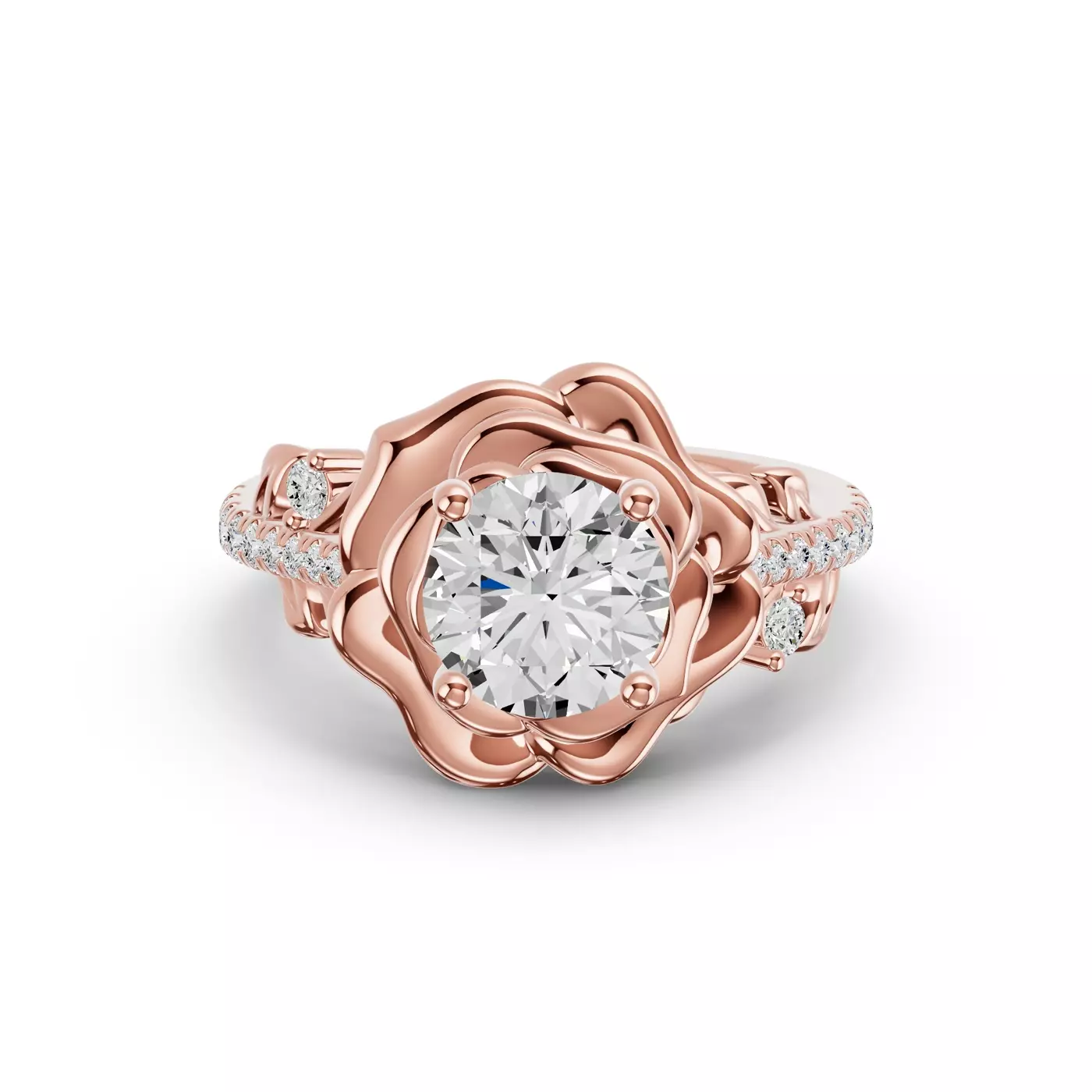 Brilliant Side Accents 14K Rose Gold Engagement Ring