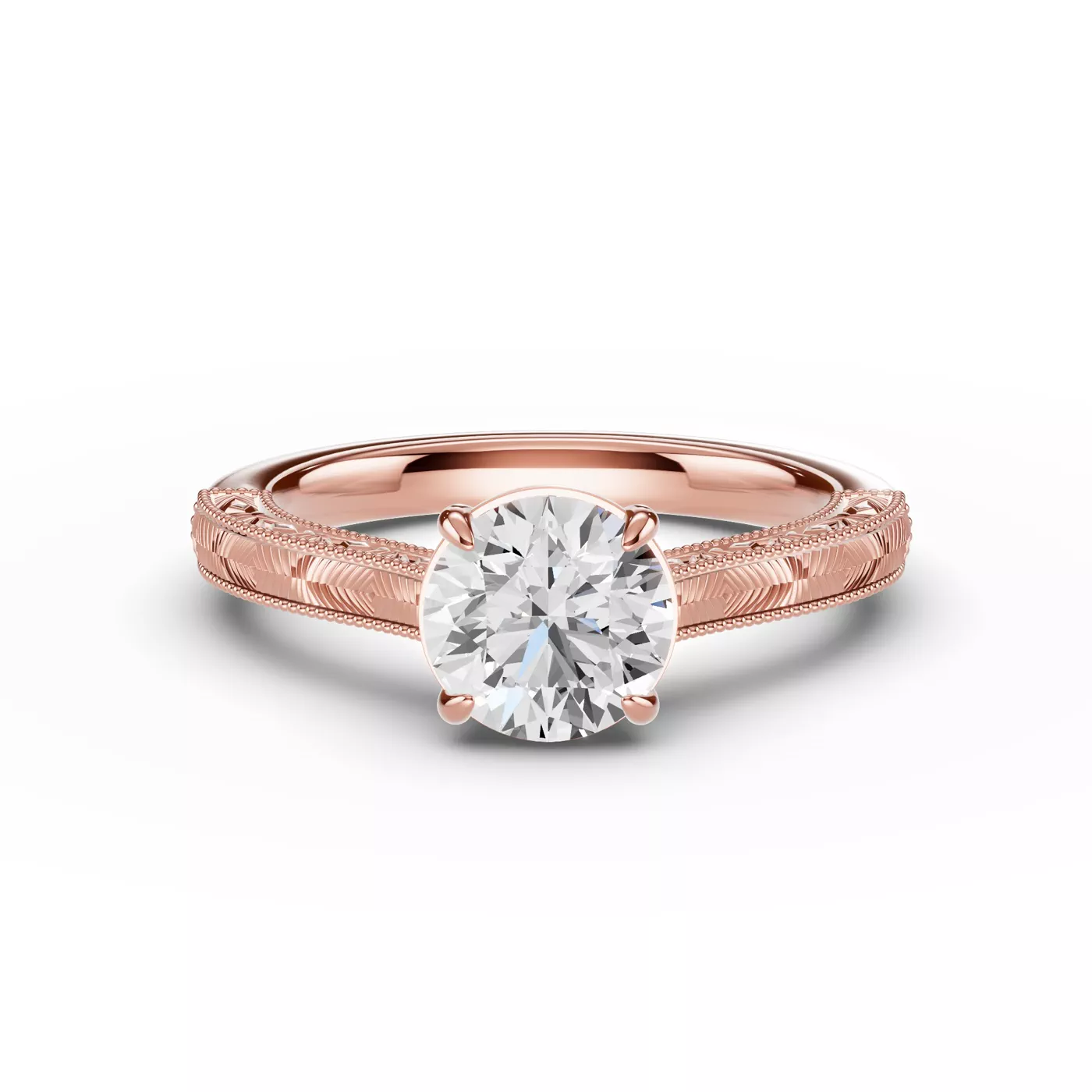 Cathedral Silhouette 18K Rose Gold Engagement Ring