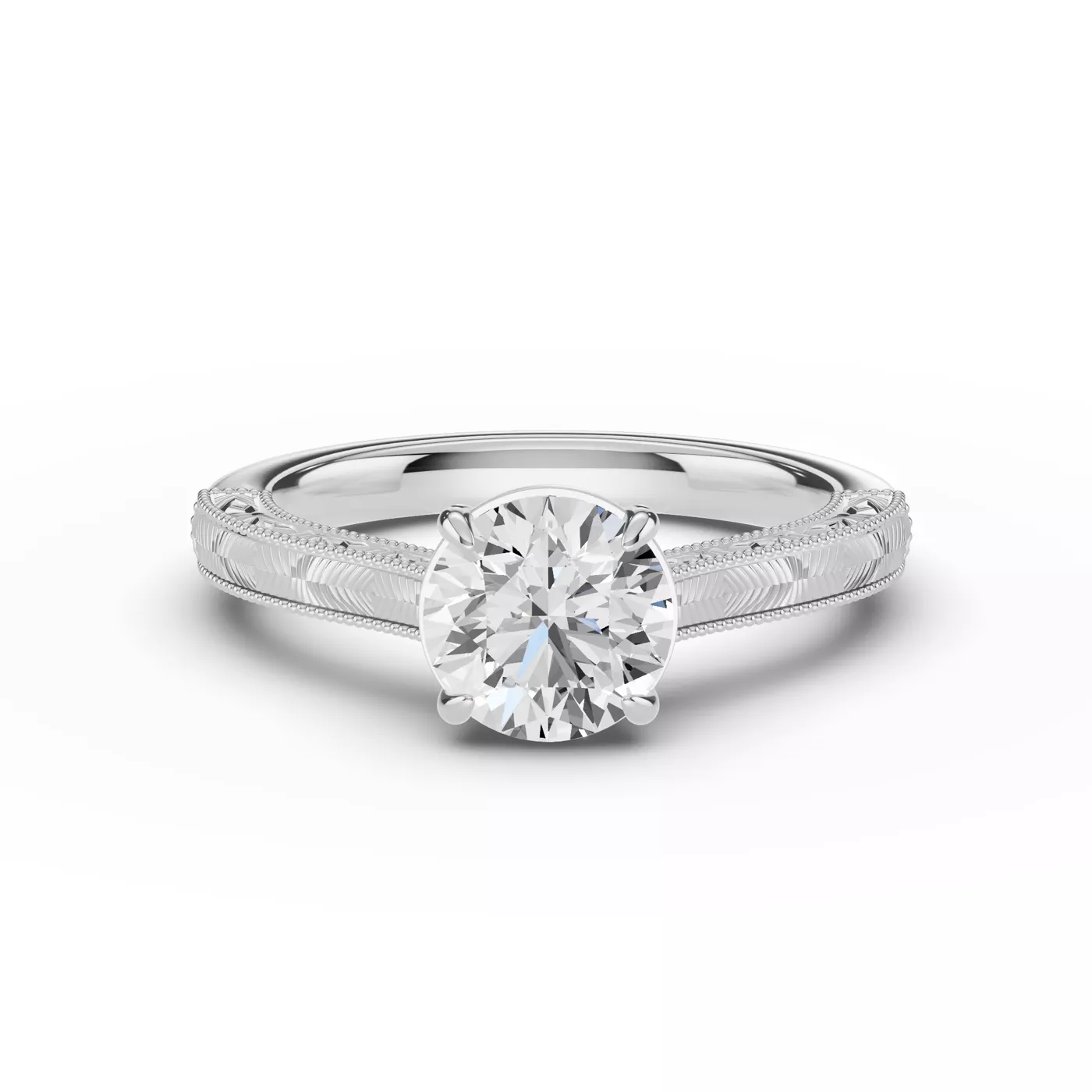 Cathedral Silhouette 18K White Gold Engagement Ring