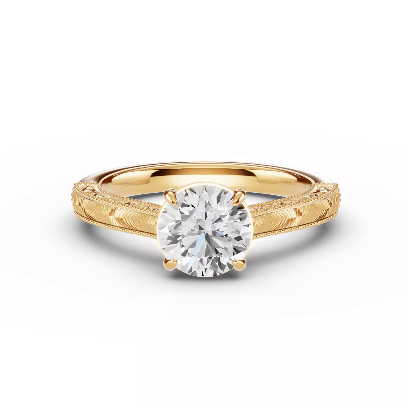 Cathedral Silhouette 18K Yellow Gold Engagement Ring