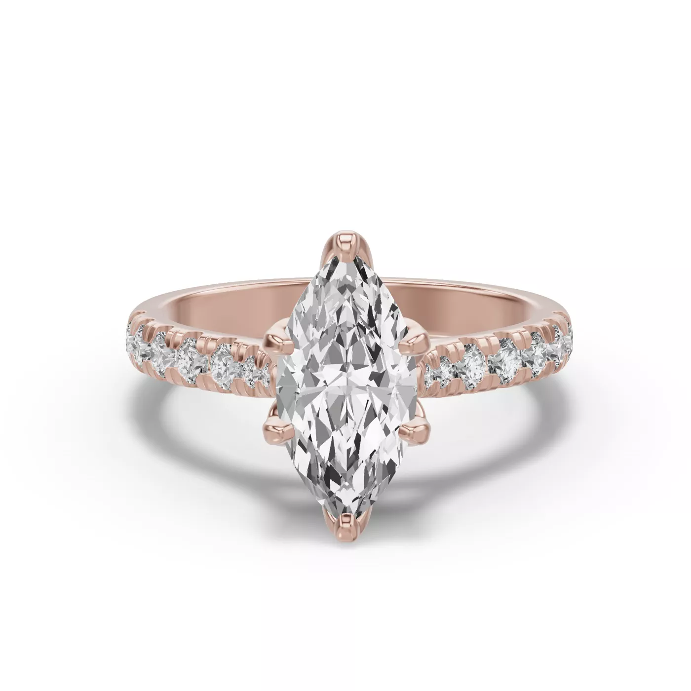 Petal-Inspired Prongs 14K Rose Gold Engagement Ring