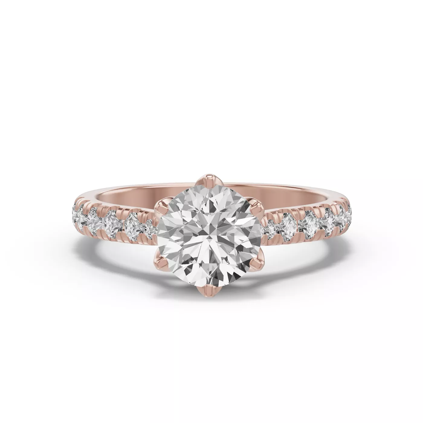 Tulip-Inspired Prongs 14K Rose Gold Engagement Ring