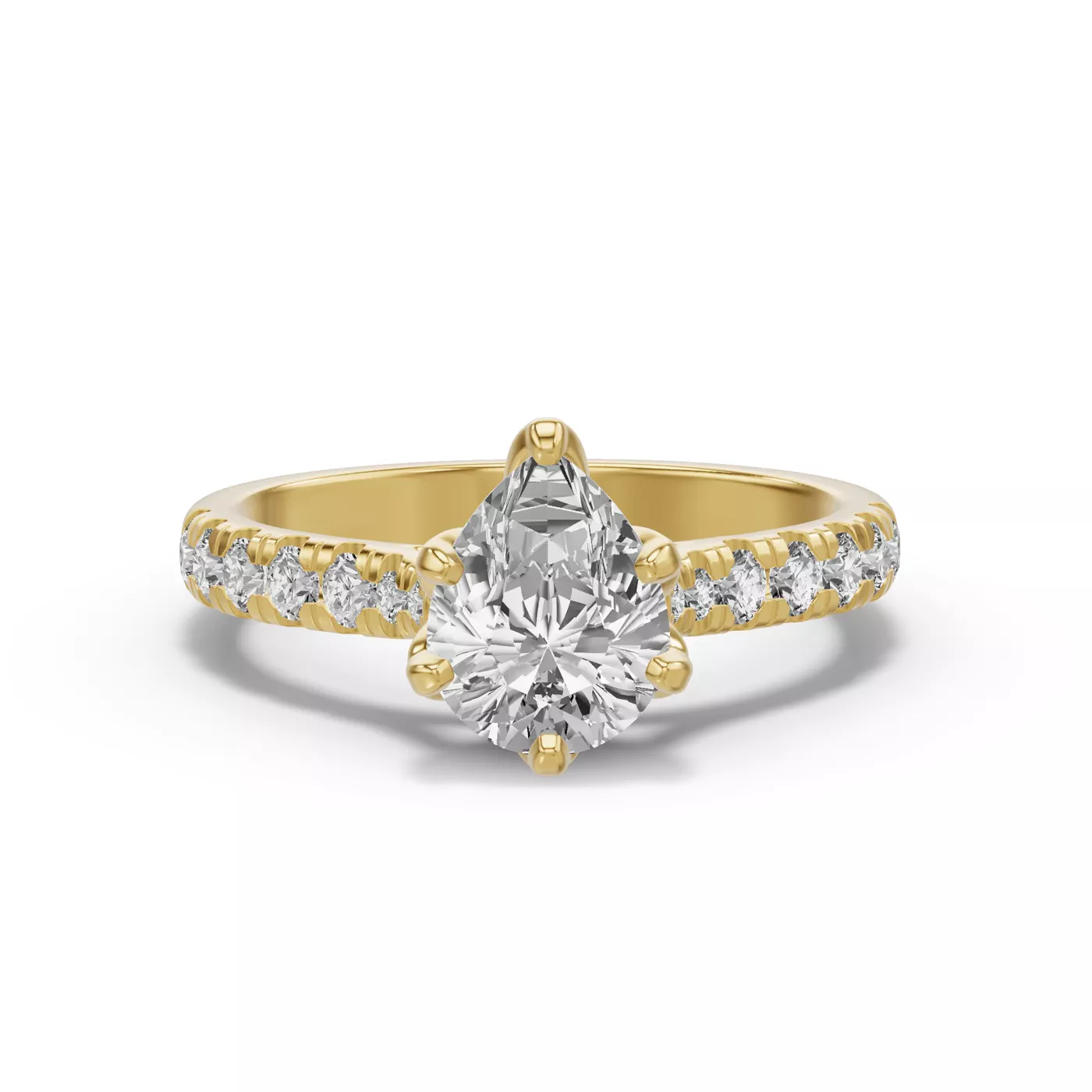 Petal-Inspired Prongs 14K Yellow Gold Engagement Ring