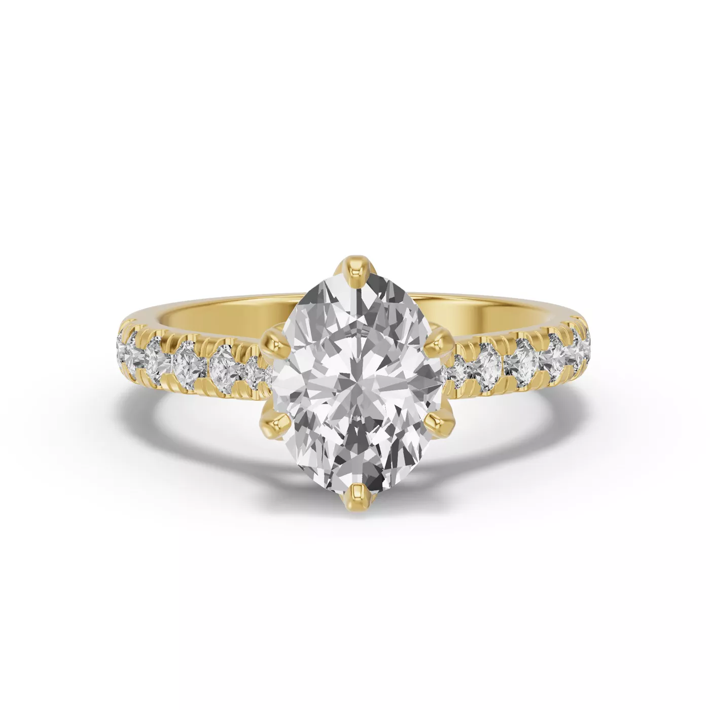 Petal-Inspired Prongs 14K Yellow Gold Engagement Ring
