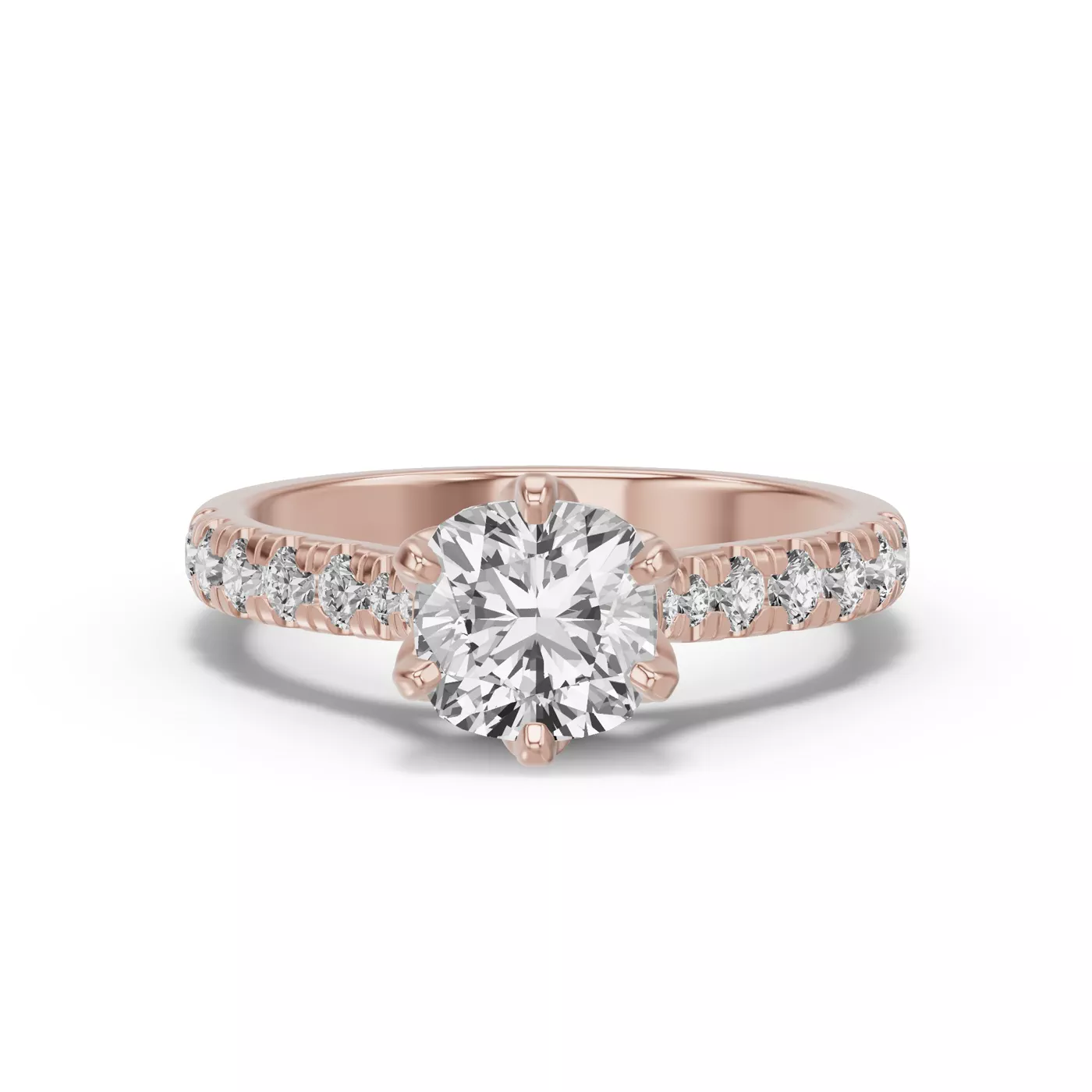 Petal-Inspired Prongs 18K Rose Gold Engagement Ring