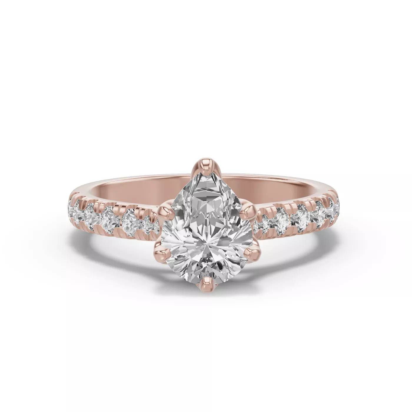 Petal-Inspired Prongs 18K Rose Gold Engagement Ring