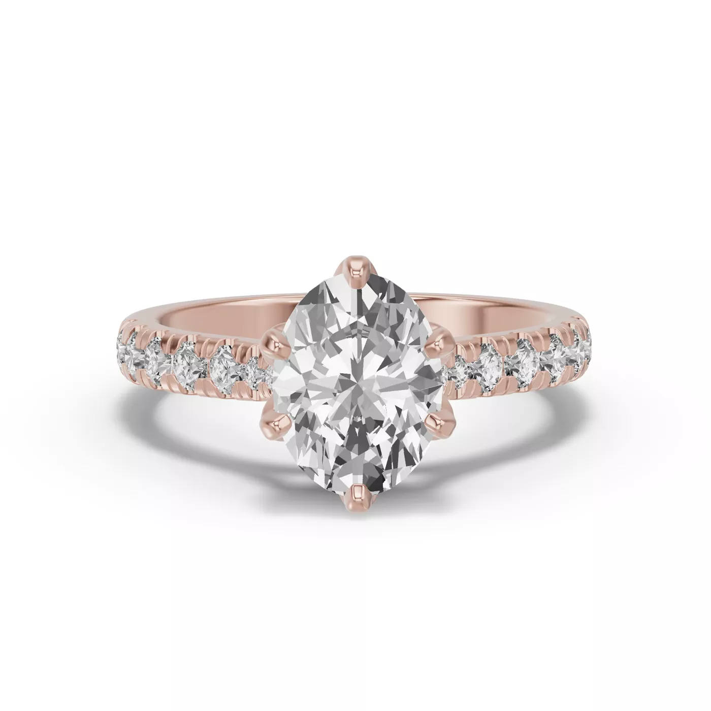 Petal-Inspired Prongs 18K Rose Gold Engagement Ring