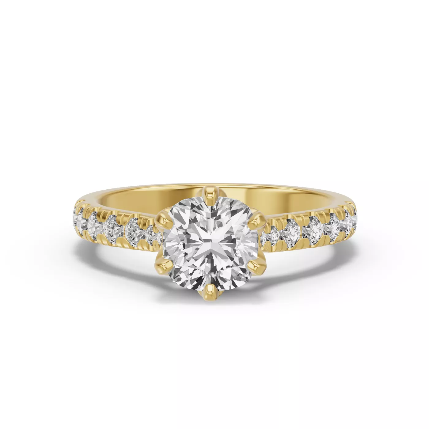 Petal-Inspired Prongs 18K Yellow Gold Engagement Ring