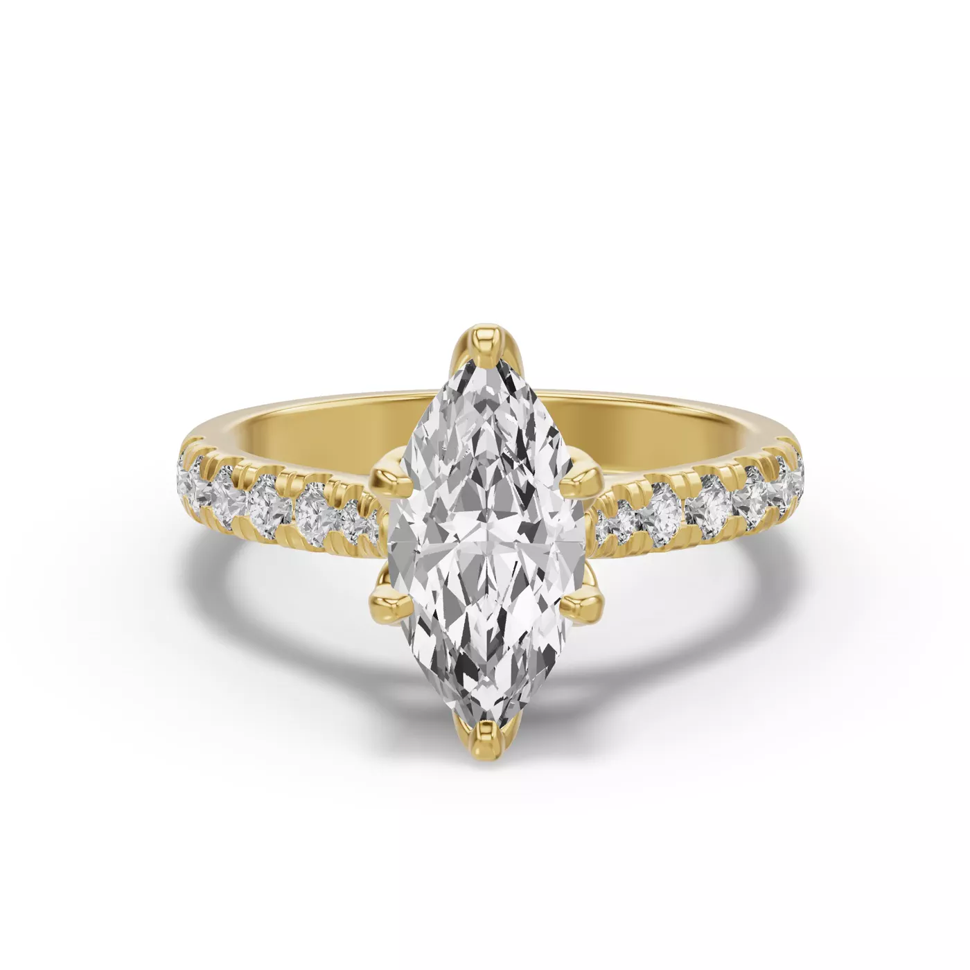 Petal-Inspired Prongs 18K Yellow Gold Engagement Ring