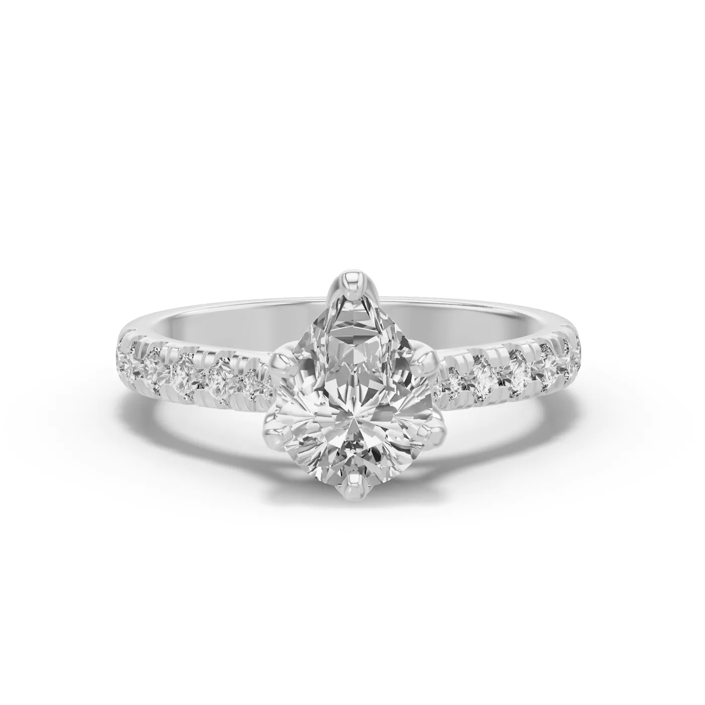 Petal-Inspired Prongs Platinum Engagement Ring
