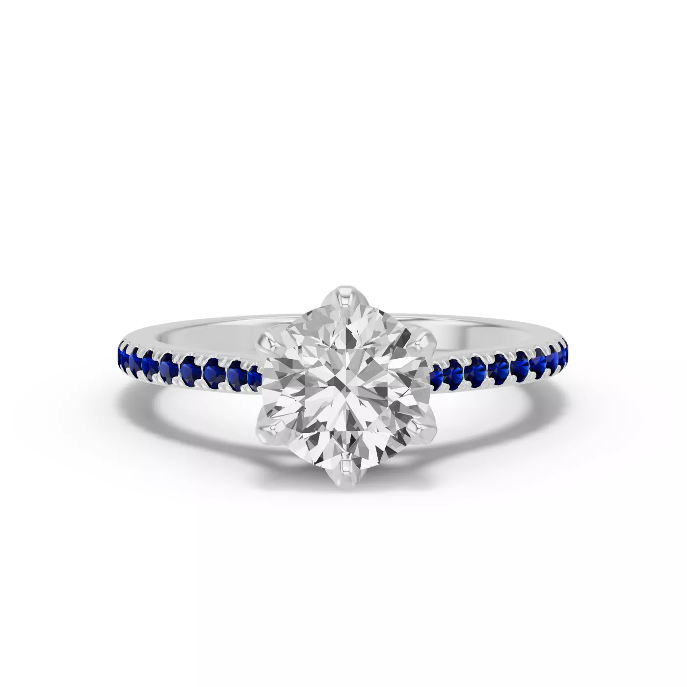 Petal-Inspired Prongs 14K White Gold Engagement Ring