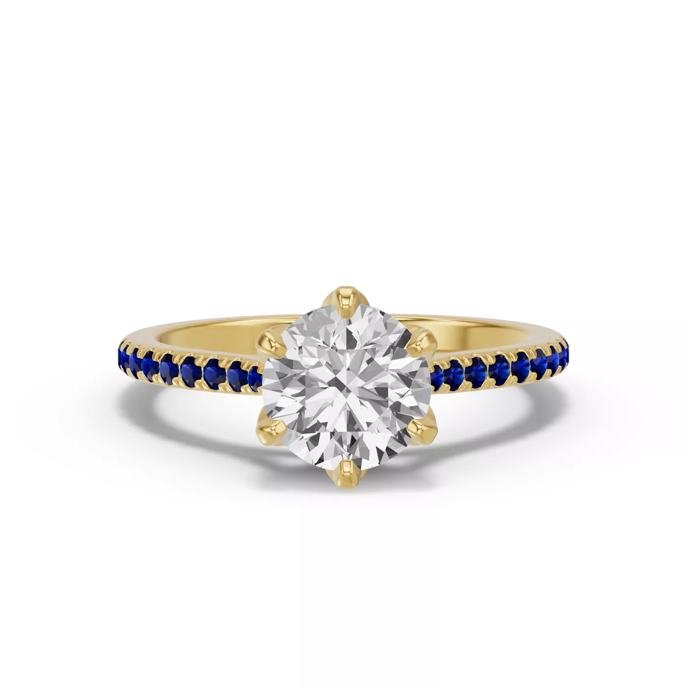 Petal-Inspired Prongs 14K Yellow Gold Engagement Ring