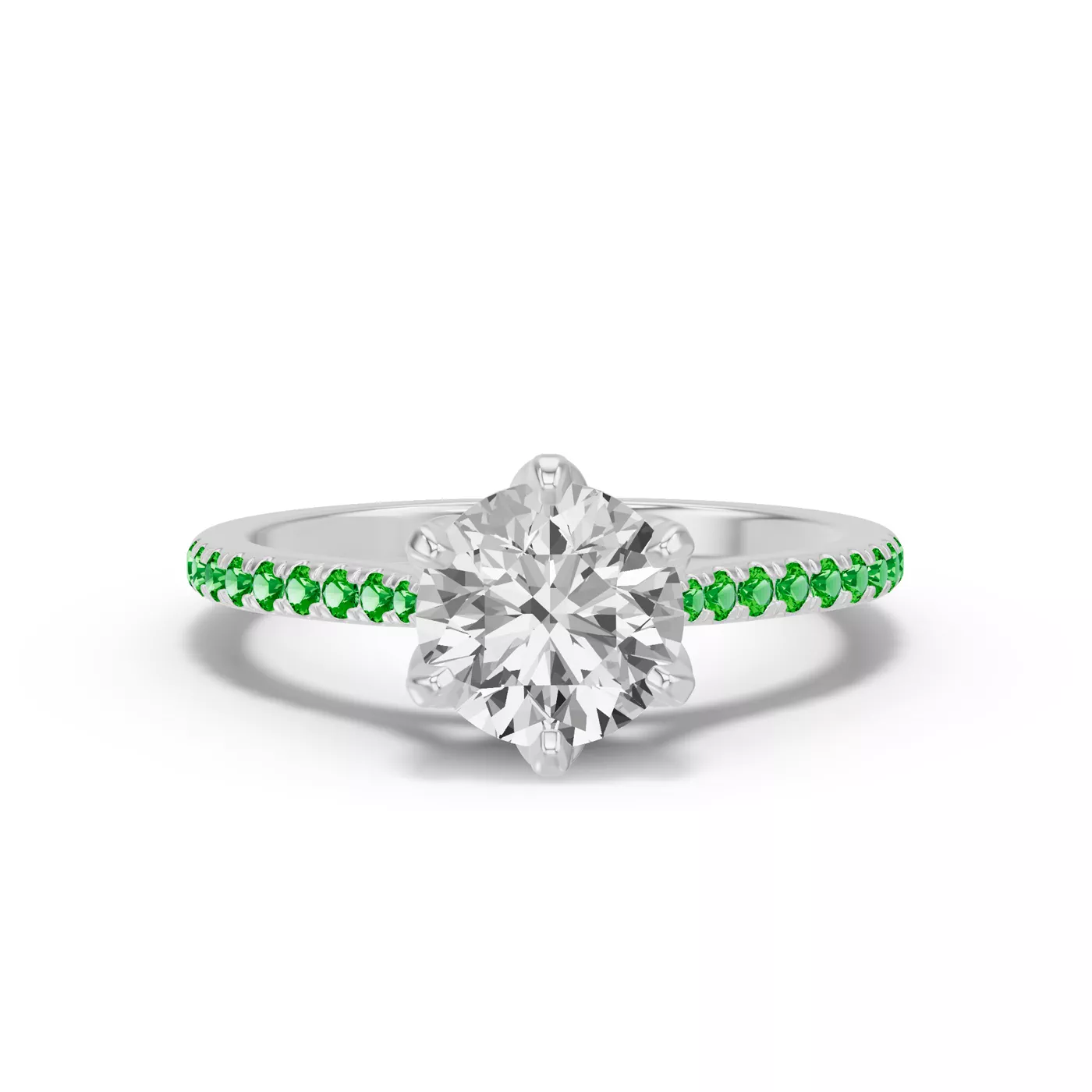 Petal-Inspired Prongs 14K White Gold Engagement Ring