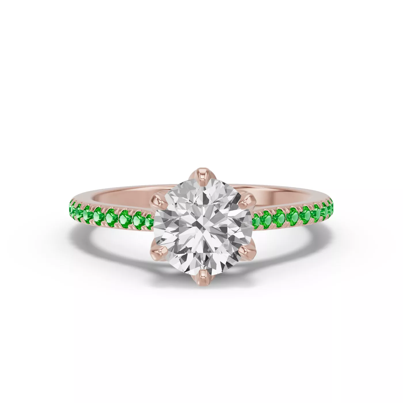 Petal-Inspired Prongs 18K Rose Gold Engagement Ring