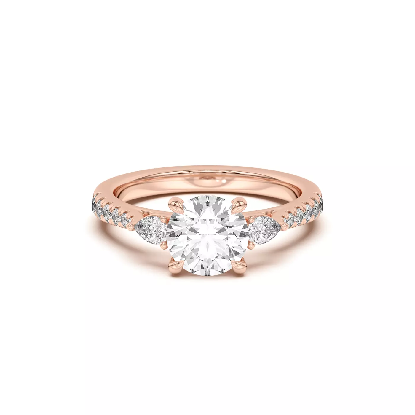 Pear Three-Stone 14K Rose Gold Engagement Ring
