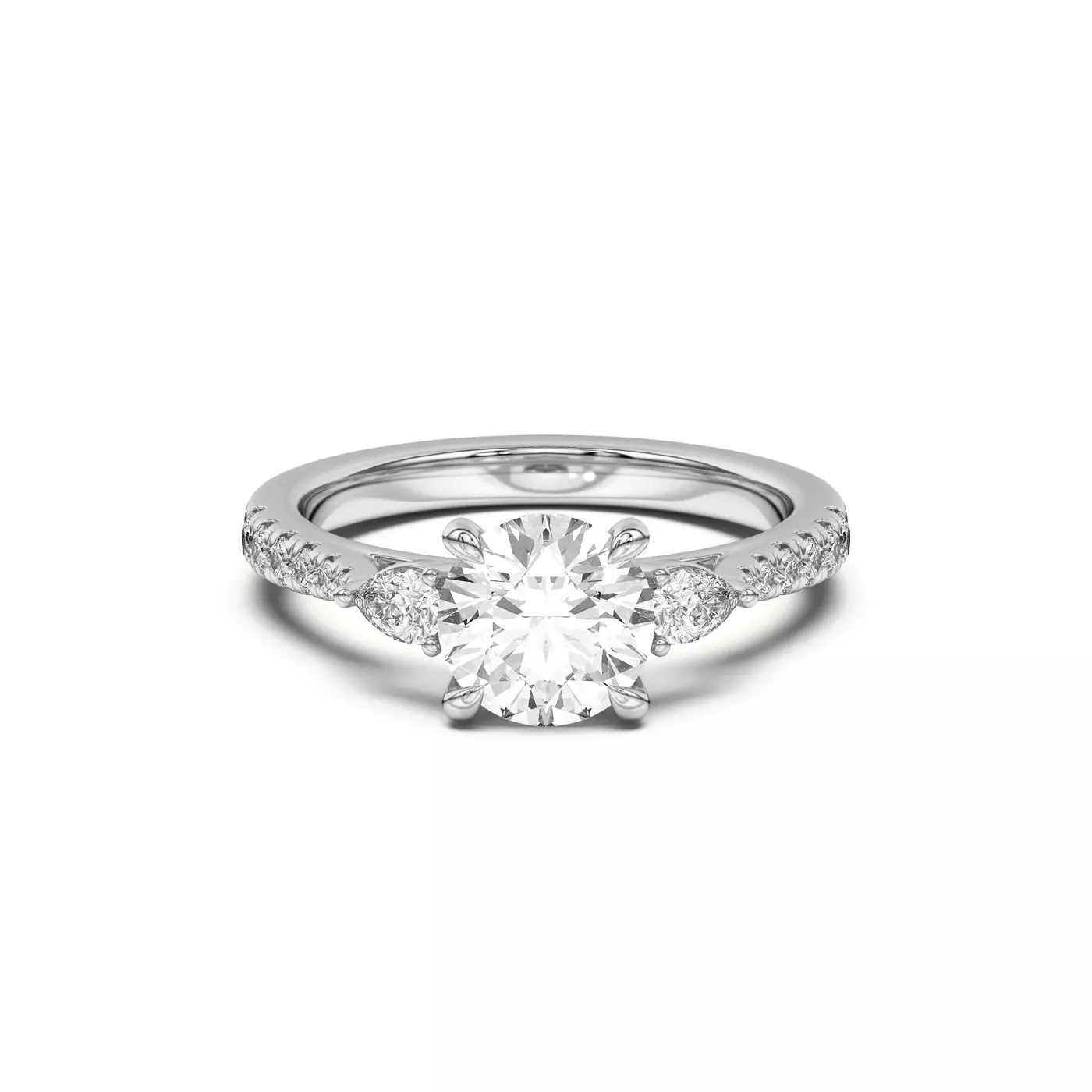 Pear Three-Stone 14K White Gold Engagement Ring