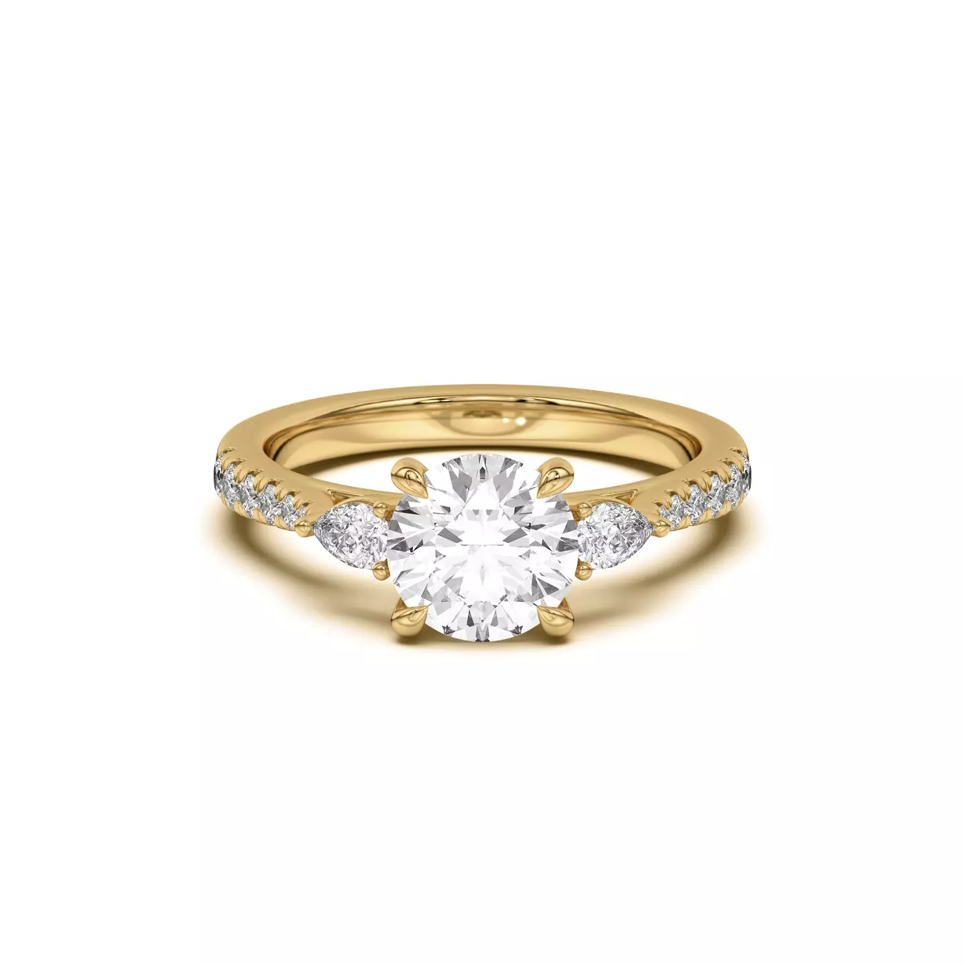 Pear Three-Stone 14K Yellow Gold Engagement Ring