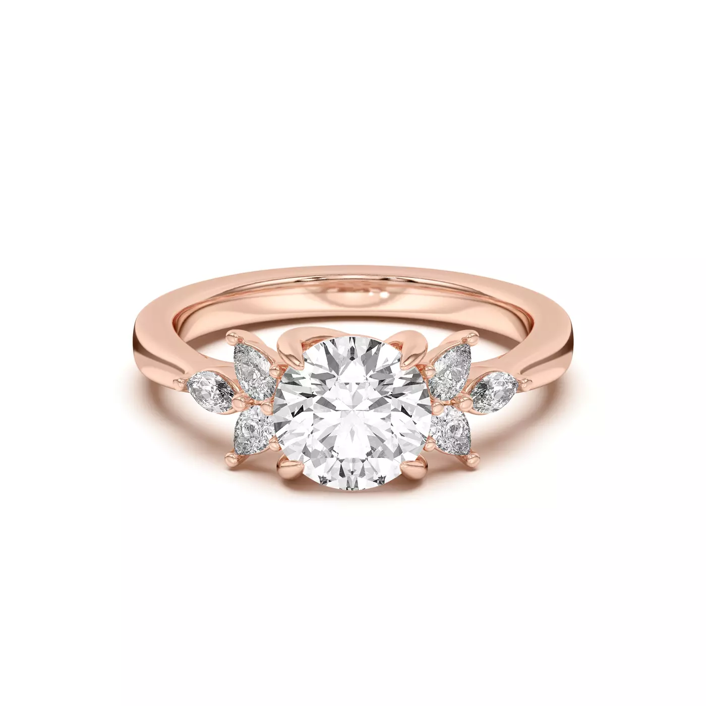 Elongated Pear Silhouette 14K Rose Gold Engagement Ring