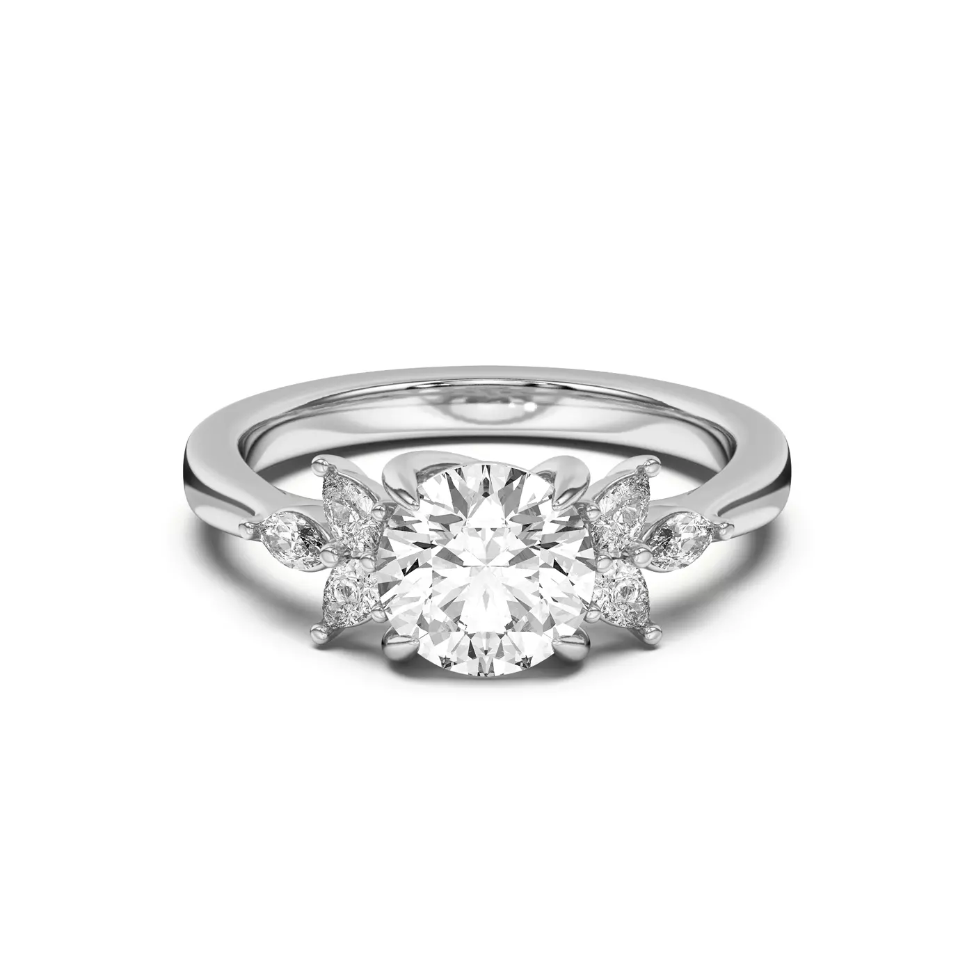 Elongated Pear Silhouette Platinum Engagement Ring