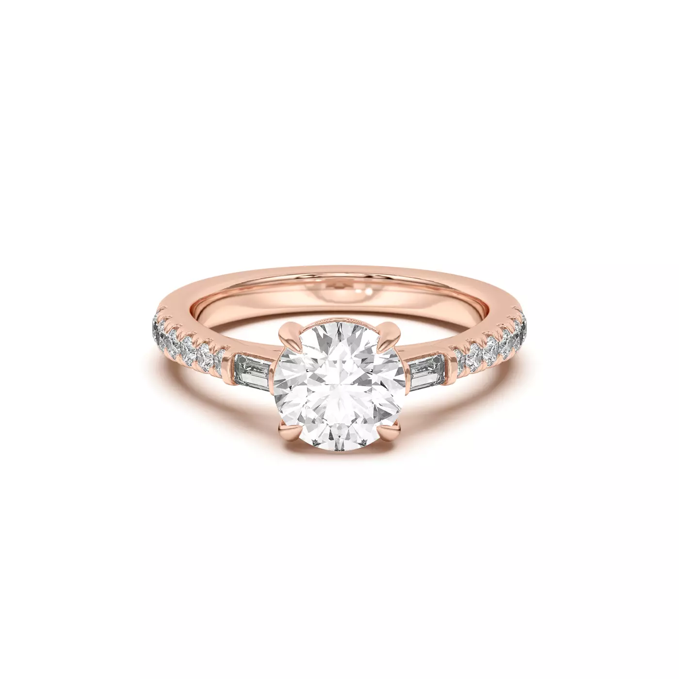 Cathedral Profile 14K Rose Gold Engagement Ring