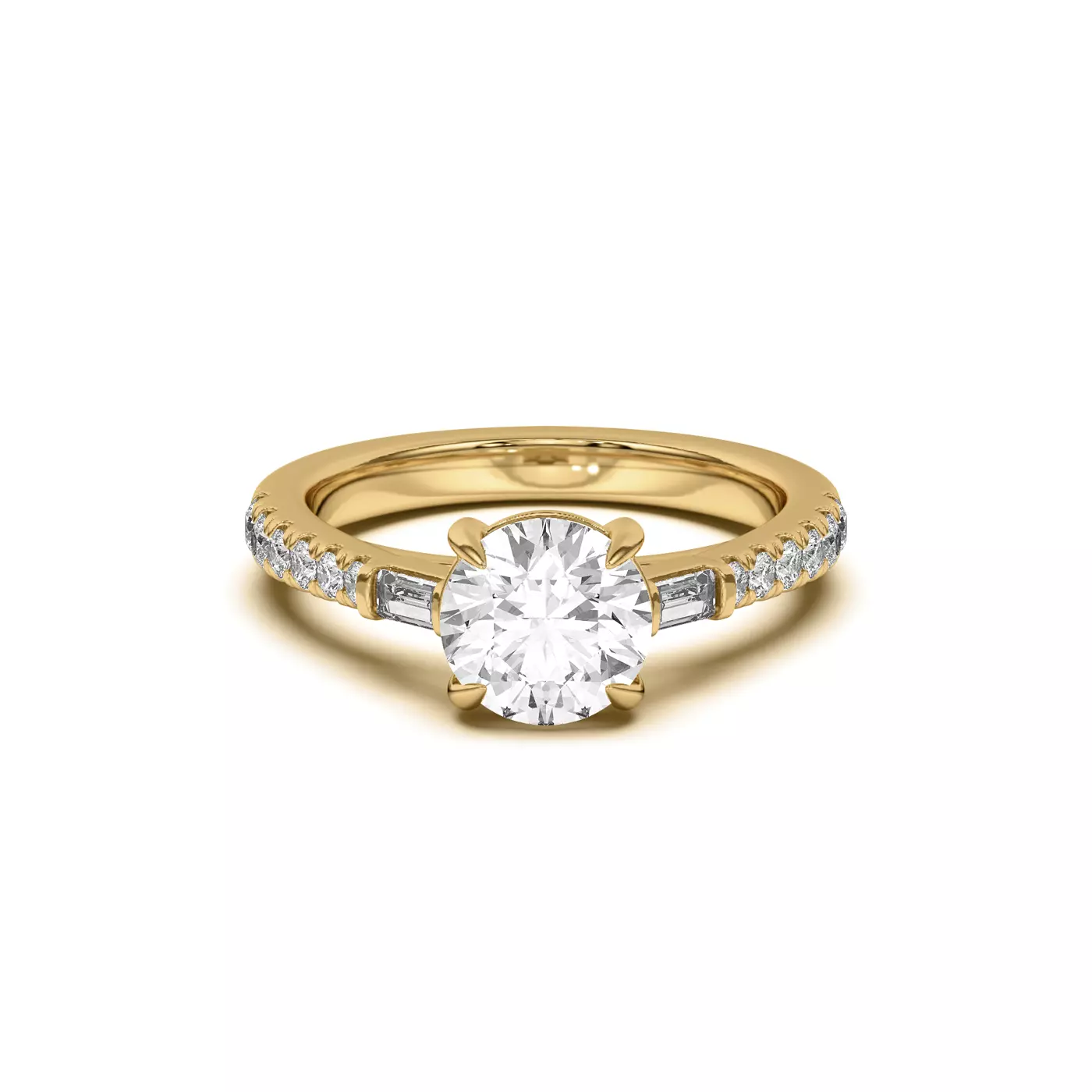 Cathedral Profile 14K Yellow Gold Engagement Ring