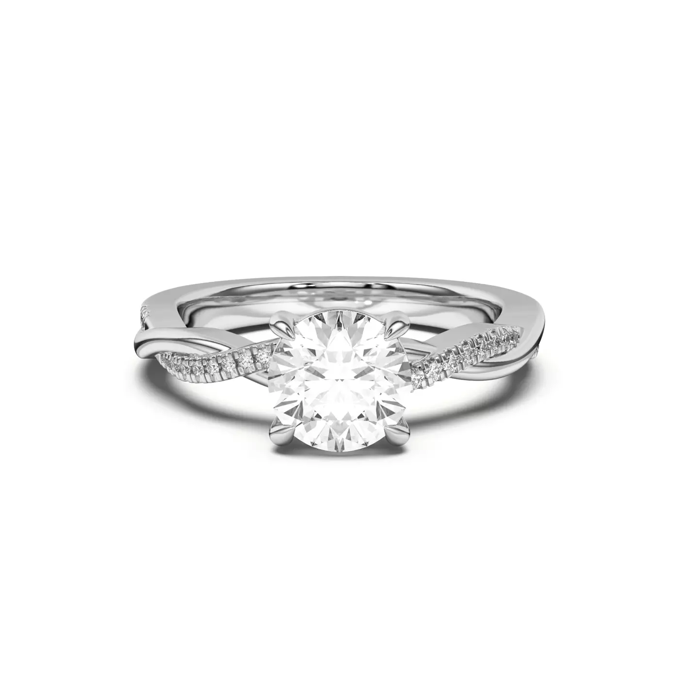 Interwoven Band Detail 14K White Gold Engagement Ring