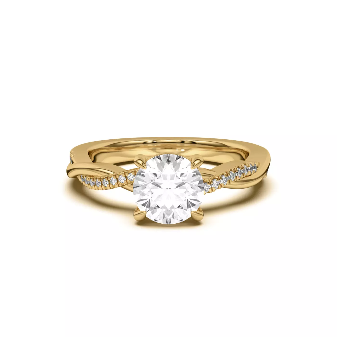 Interwoven Band Detail 14K Yellow Gold Engagement Ring