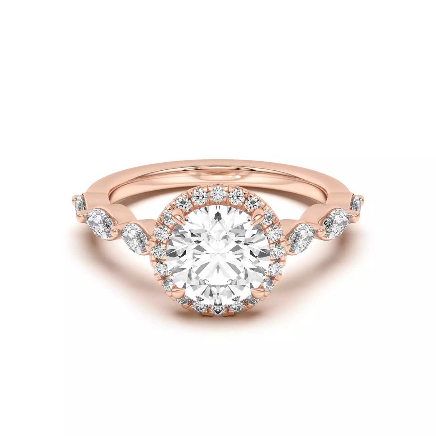 Radiant Halo Frame 14K Rose Gold Engagement Ring