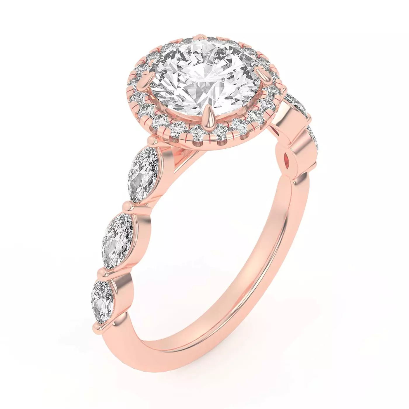 Radiant Halo Frame 18K Rose Gold Engagement Ring