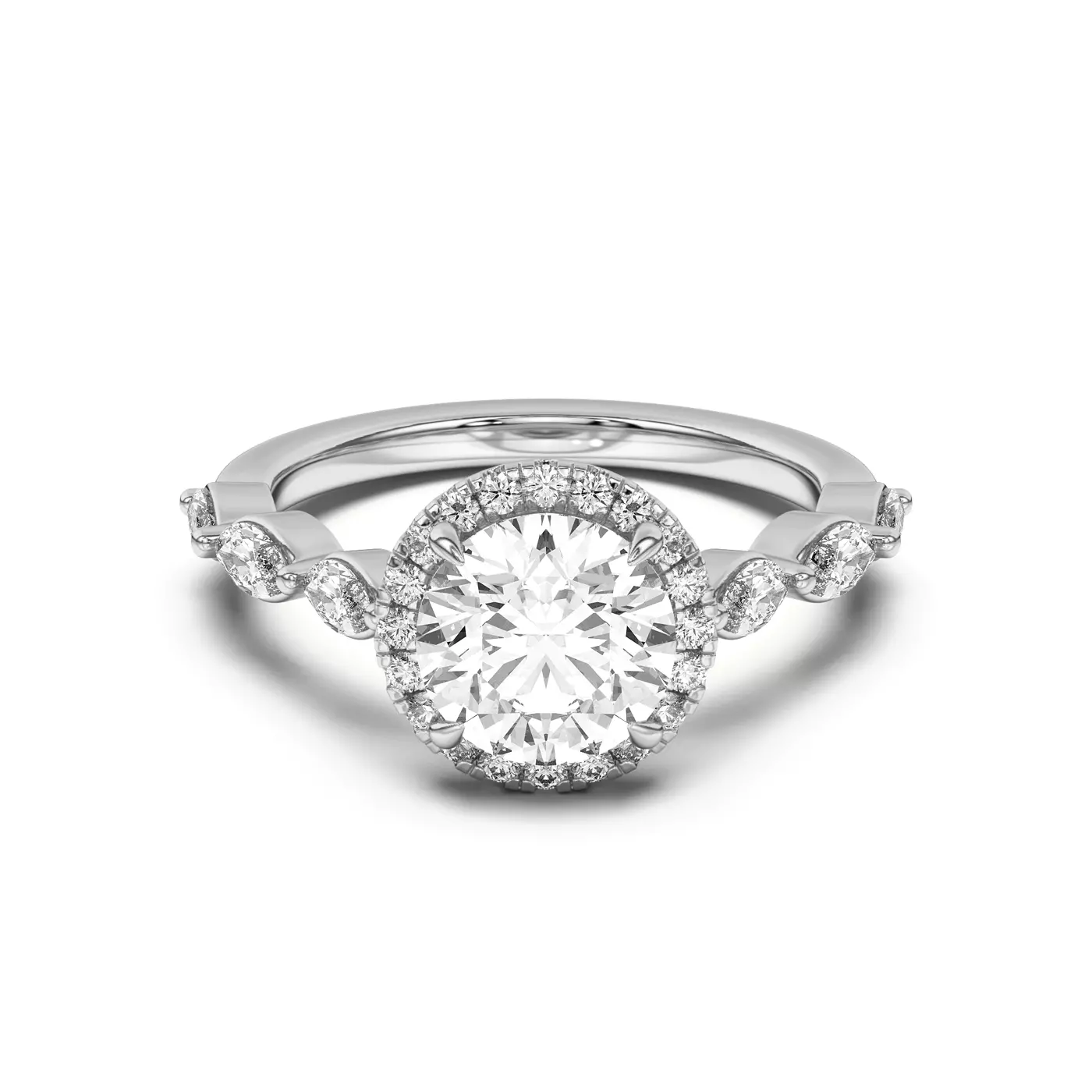 Radiant Halo Frame Platinum Engagement Ring