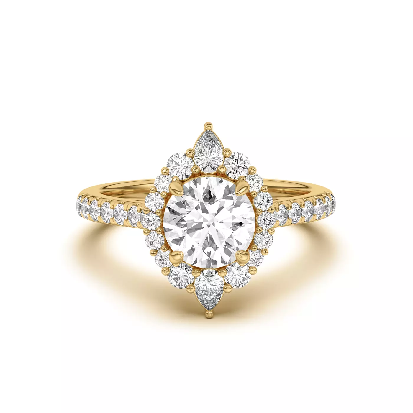 Radiant Halo Frame 14K Yellow Gold Engagement Ring