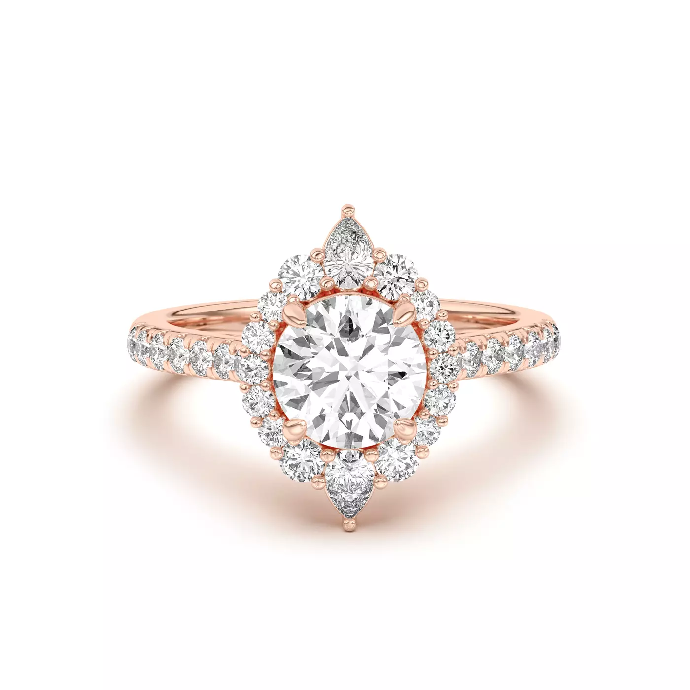 Radiant Halo Frame 18K Rose Gold Engagement Ring