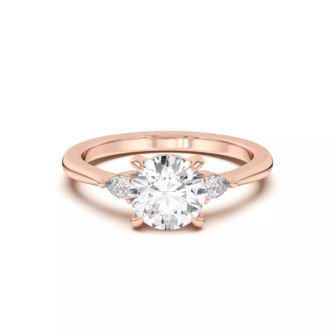 Matched Pear Sides 14K Rose Gold Engagement Ring
