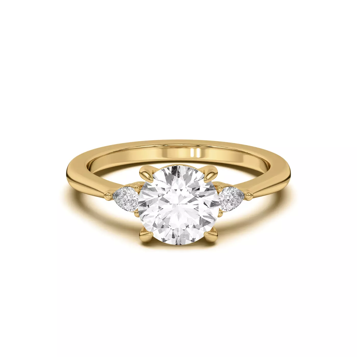 Matched Pear Sides 14K Yellow Gold Engagement Ring