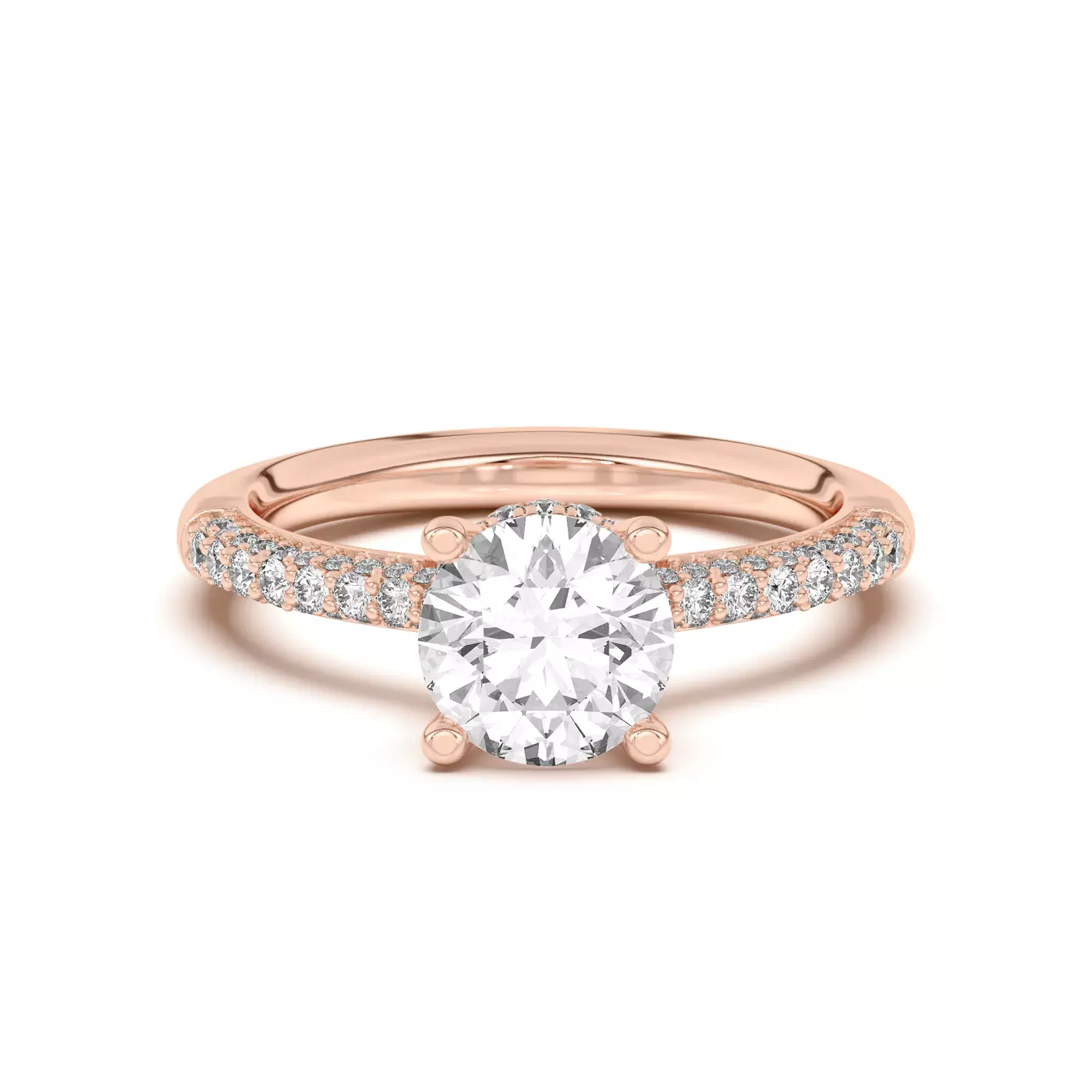 Smooth Bezel Frame 14K Rose Gold Engagement Ring