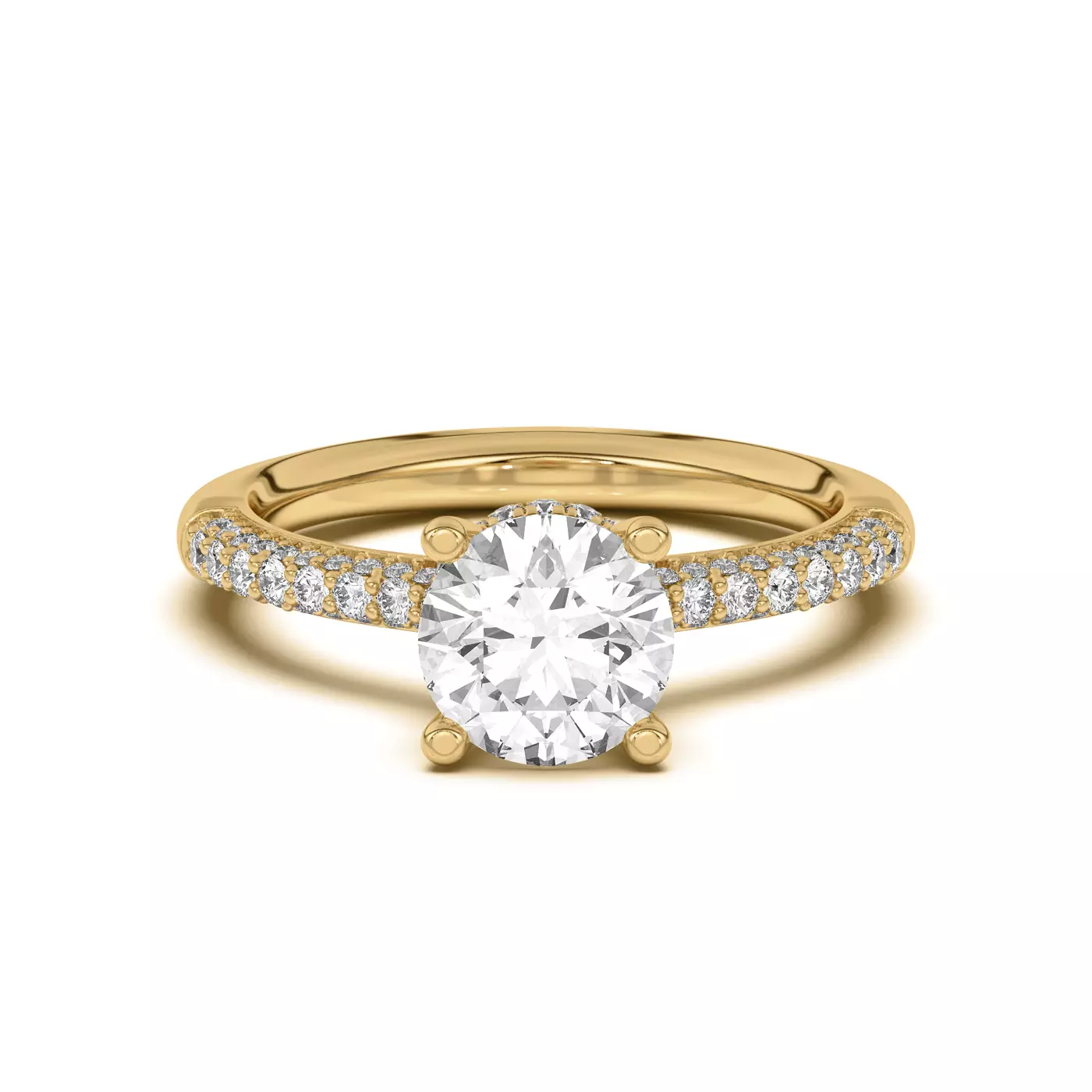 Smooth Bezel Frame 14K Yellow Gold Engagement Ring