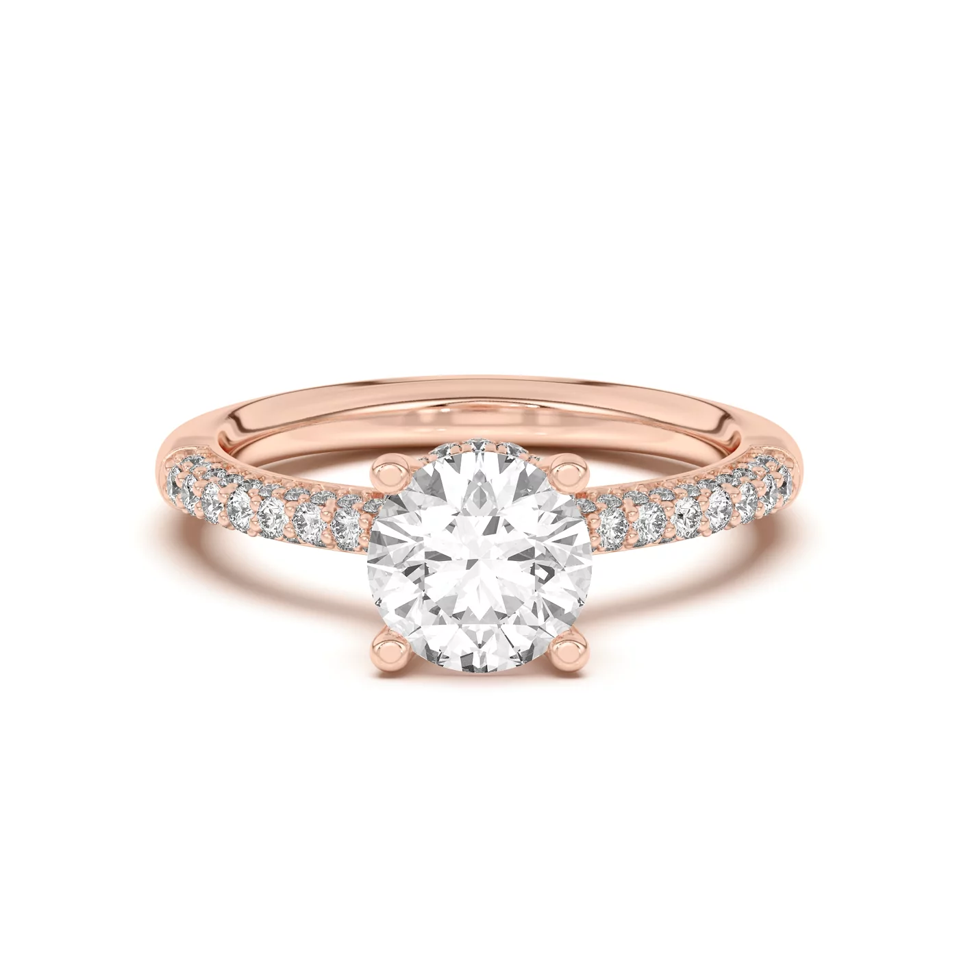 Smooth Bezel Frame 18K Rose Gold Engagement Ring