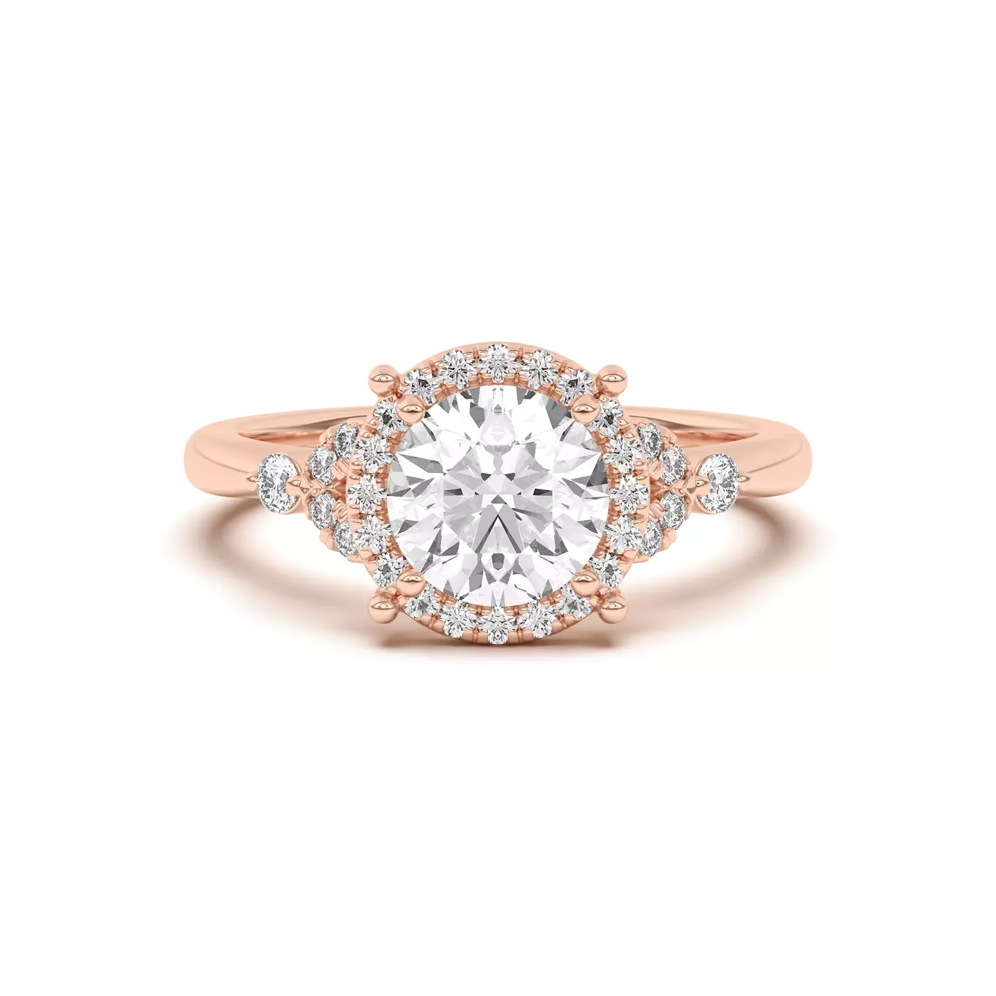 Radiant Halo Frame 14K Rose Gold Engagement Ring
