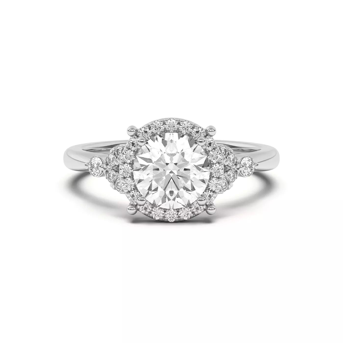 Radiant Halo Frame 14K White Gold Engagement Ring