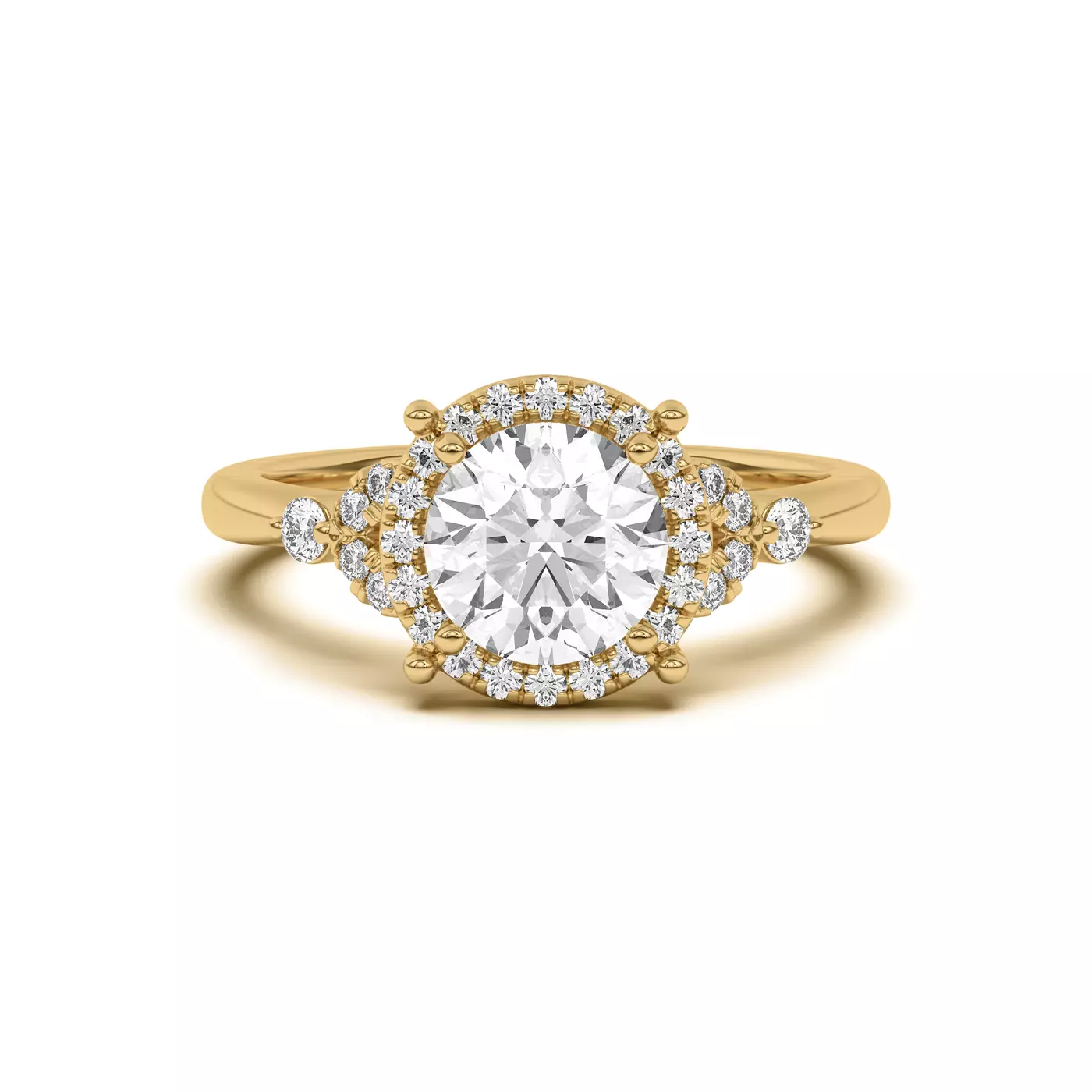 Radiant Halo Frame 14K Yellow Gold Engagement Ring