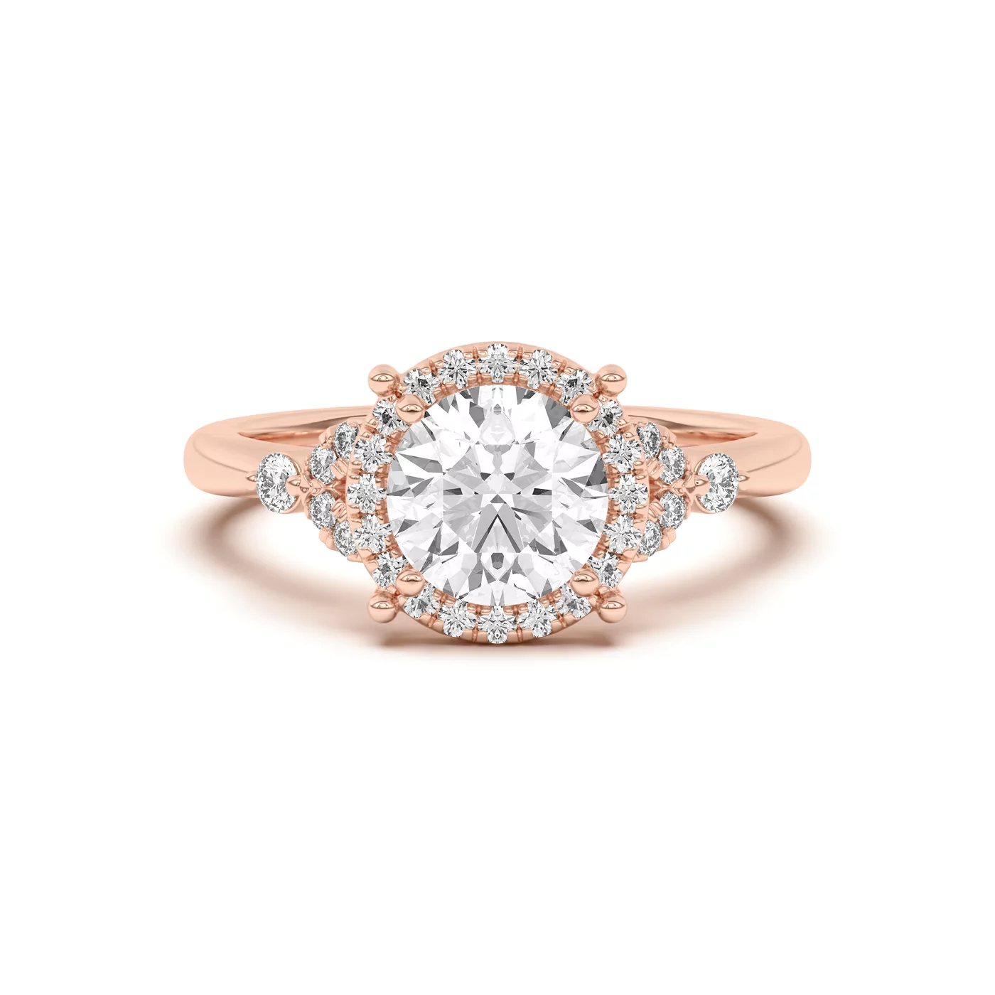 Radiant Halo Frame 18K Rose Gold Engagement Ring
