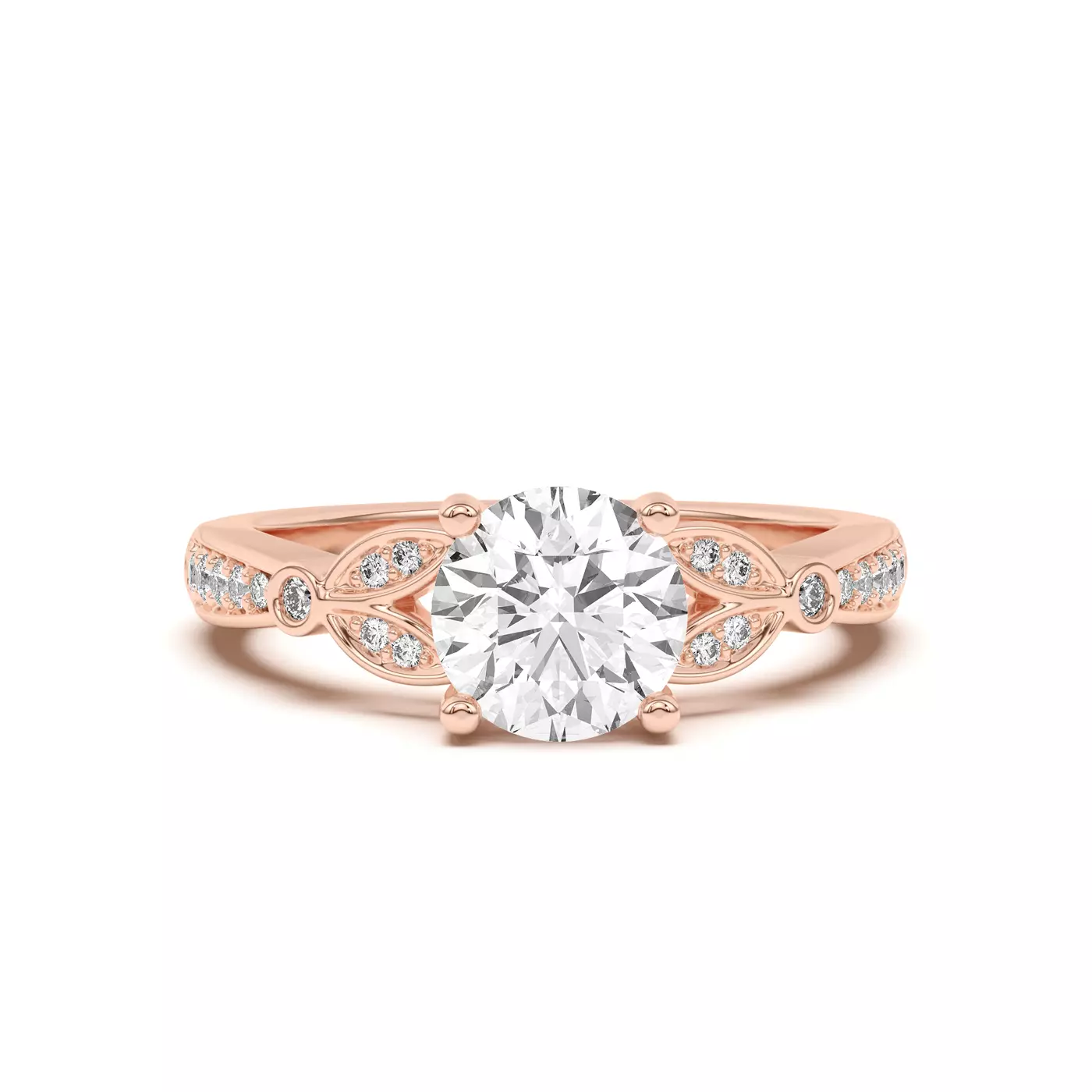 Brilliant Side Accents 14K Rose Gold Engagement Ring