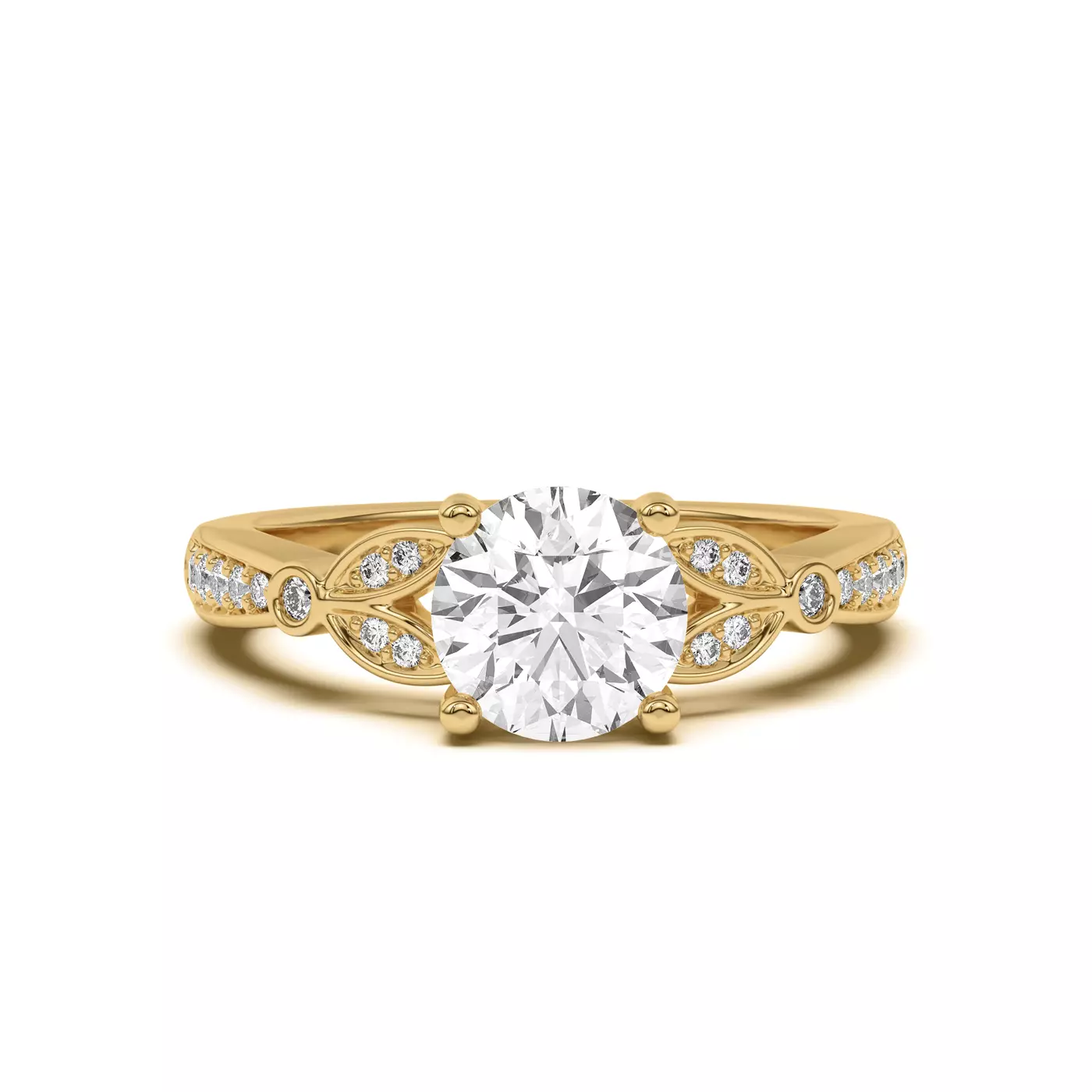 Brilliant Side Accents 14K Yellow Gold Engagement Ring