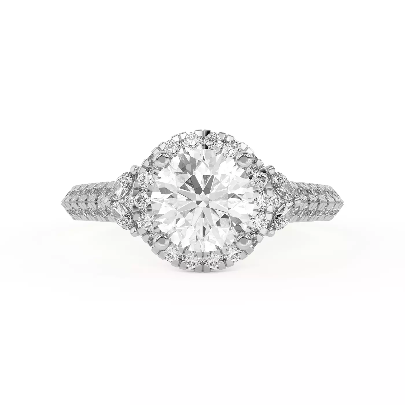 Radiant Halo Frame 14K White Gold Engagement Ring