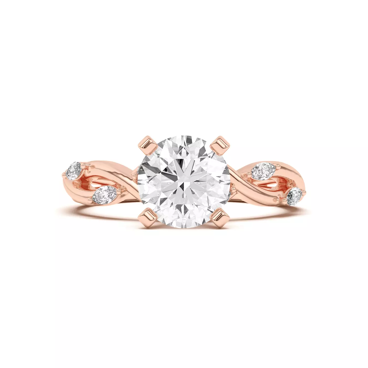 Interwoven Band Detail 14K Rose Gold Engagement Ring