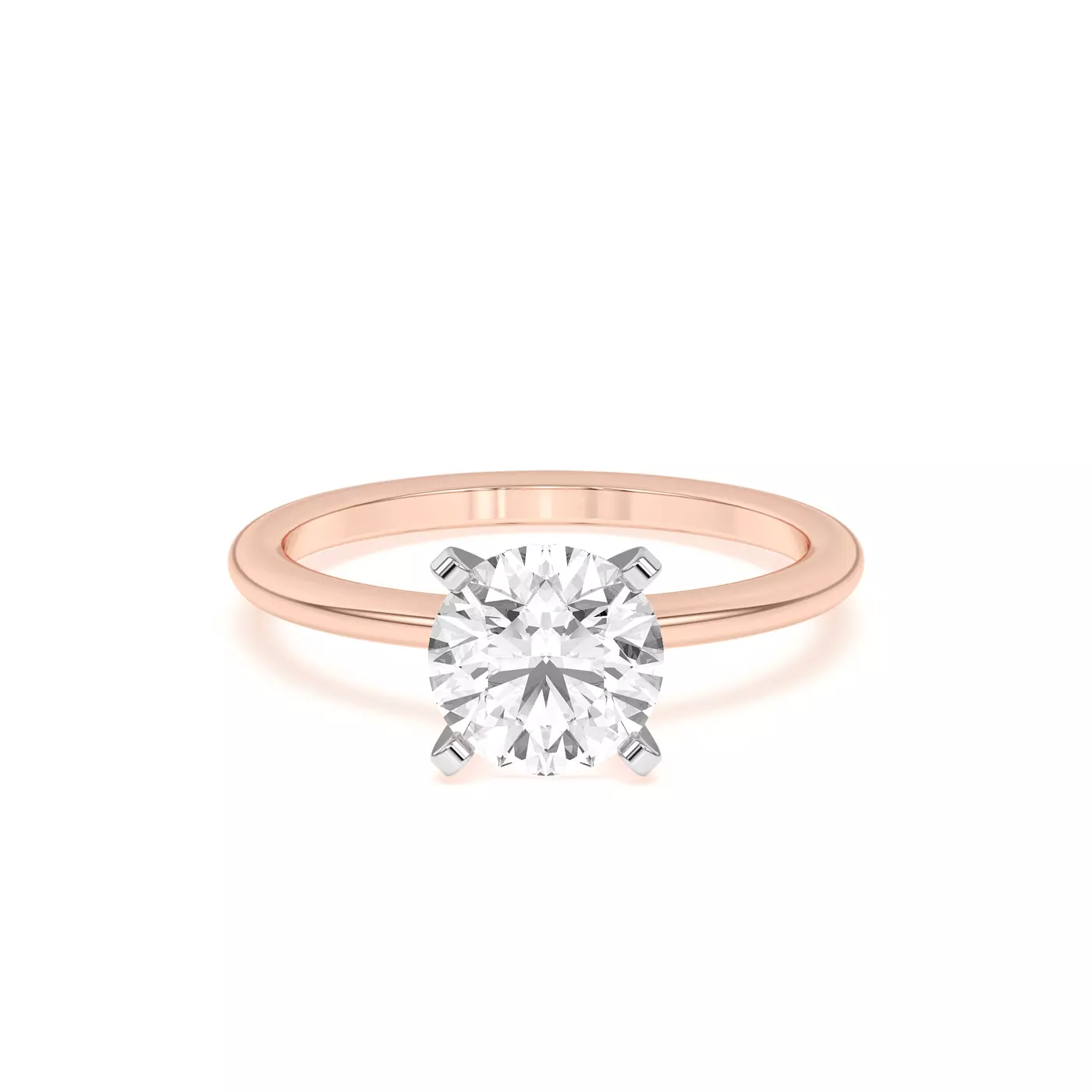 Classic Solitaire Focus Rose Gold 14k & White Gold 14k Engagement Ring