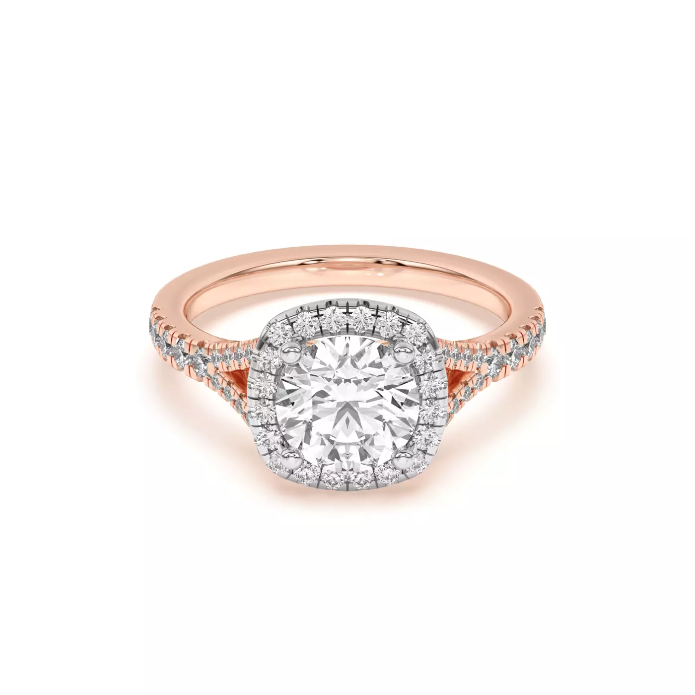Radiant Halo Frame Rose Gold 18k & White Gold 18k Engagement Ring