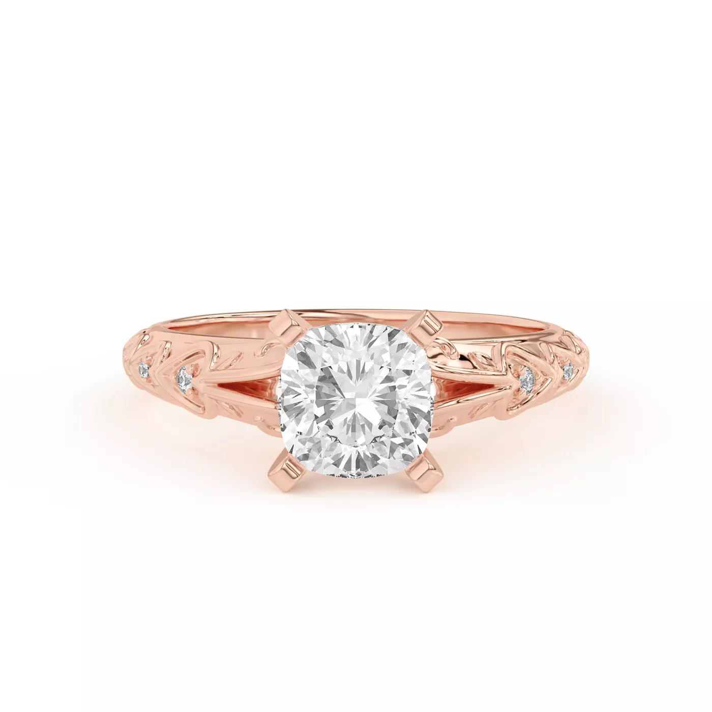 Pavé Band 14K Rose Gold Engagement Ring