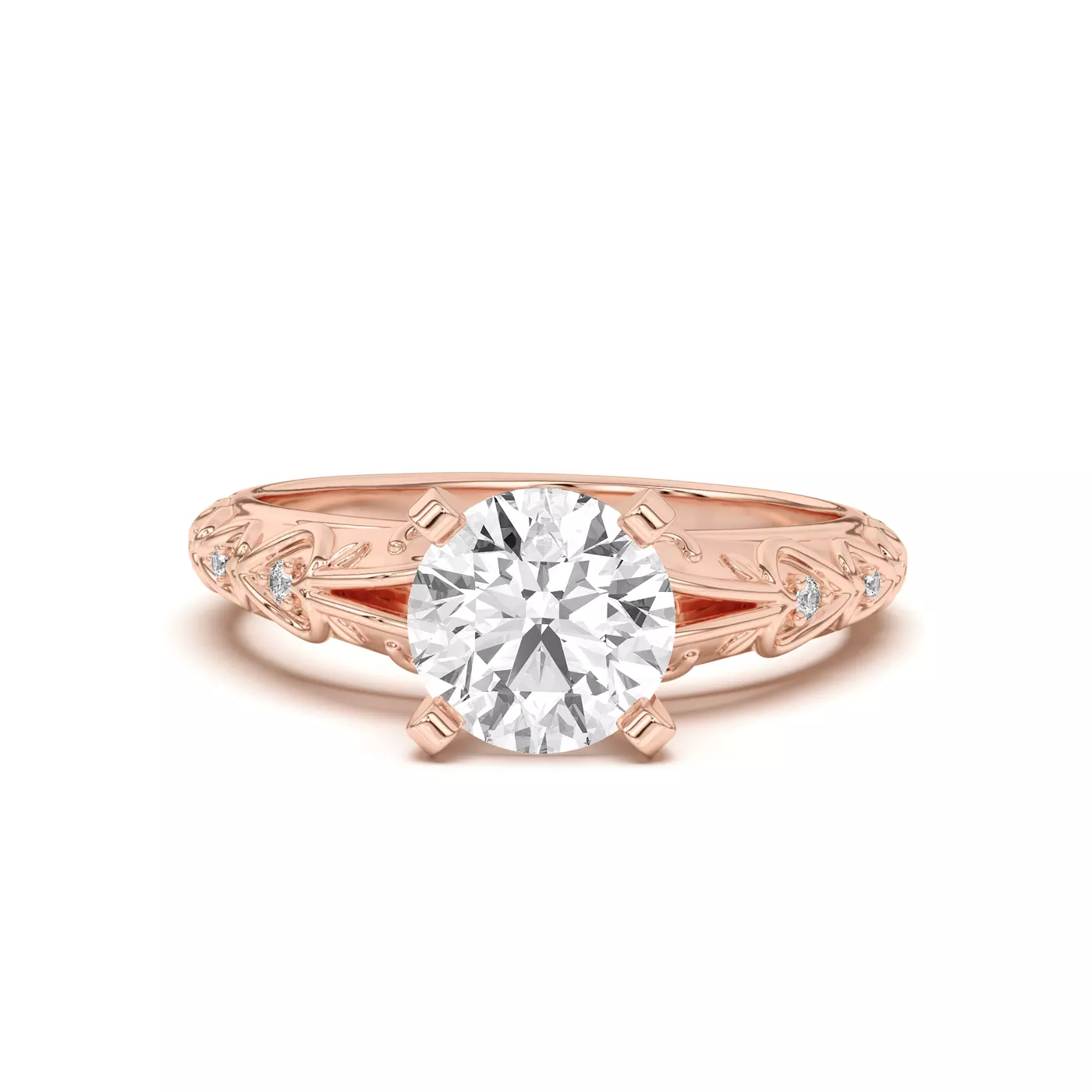 Pavé Band 14K Rose Gold Engagement Ring