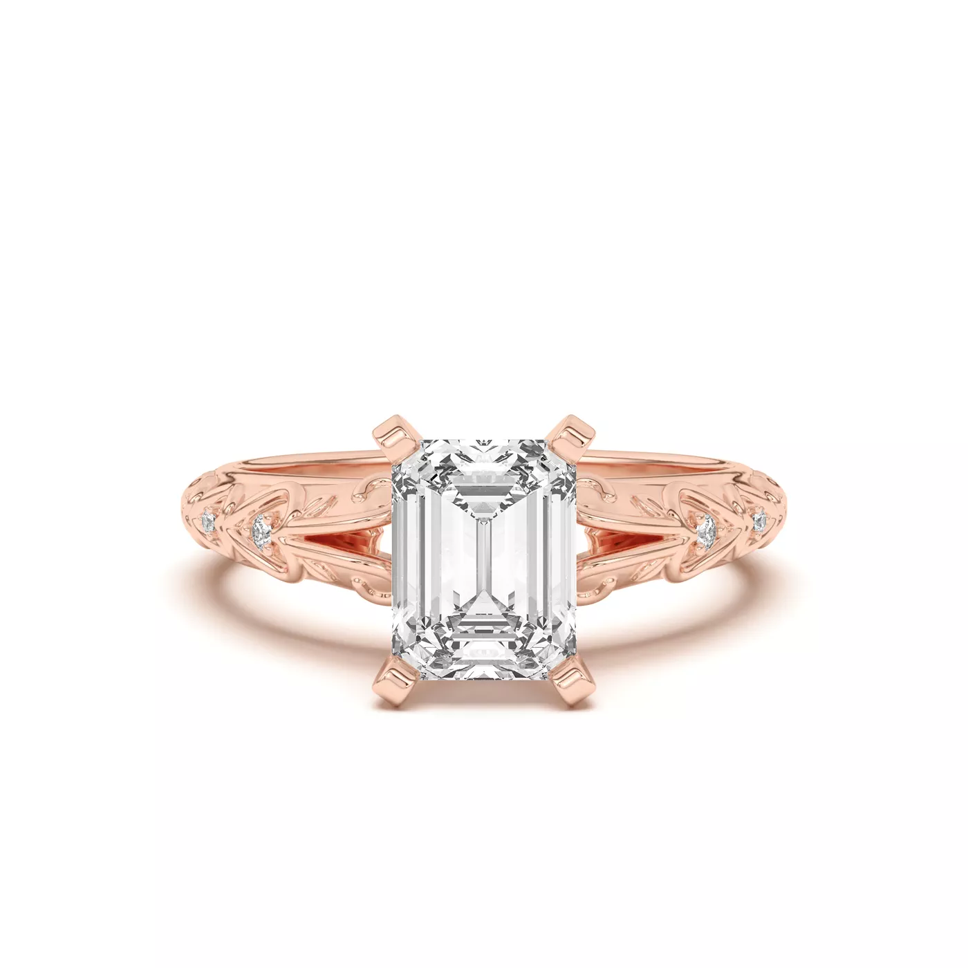 Pavé Band 14K Rose Gold Engagement Ring